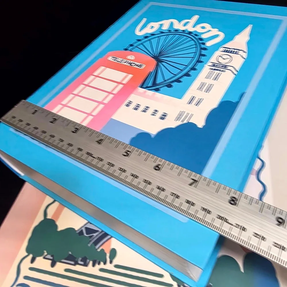 Molly & Rex Decorative Book Boxes Set of 2 Paris London Magnetic Storage Blue